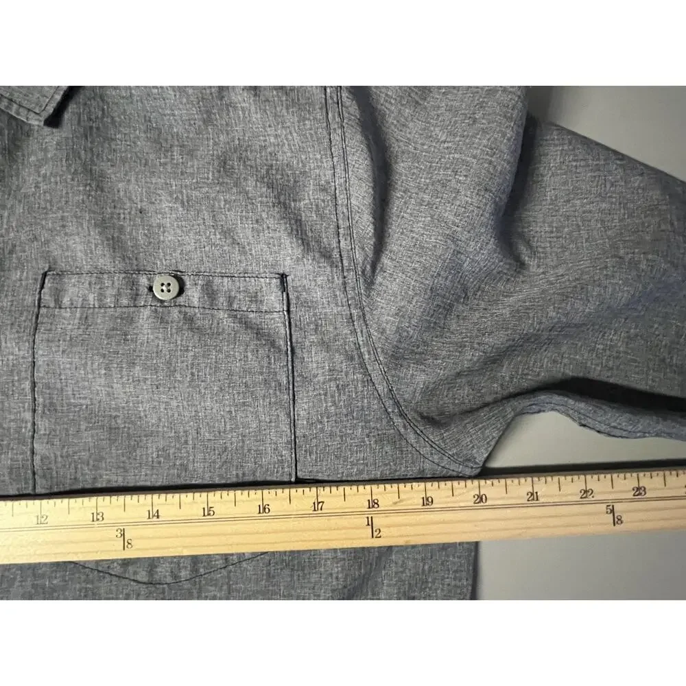The North Face Shirt Mens‎ Medium Gray Blue Long Sleeve Button Up Vented Hiking